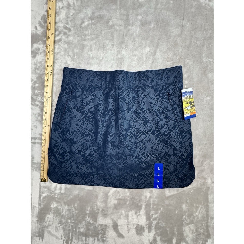 Orvis Travel Skort Blue Shattered Glass Embossed Print NEW Women Size Large Mesh